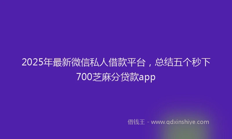 2025年最新微信私人借款平台，总结五个秒下700芝麻分贷款app