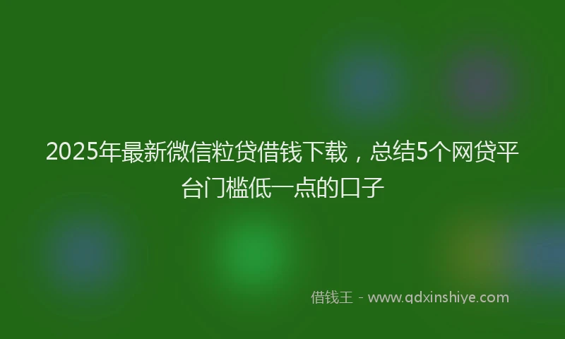 2025年最新微信粒贷借钱下载，总结5个网贷平台门槛低一点的口子