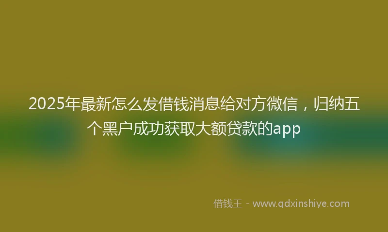 2025年最新怎么发借钱消息给对方微信，归纳五个黑户成功获取大额贷款的app