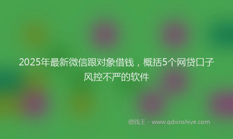 2025年最新微信跟对象借钱，概括5个网贷口子风控不严的软件