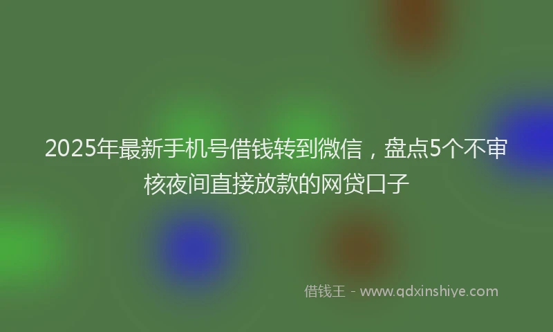 2025年最新手机号借钱转到微信，盘点5个不审核夜间直接放款的网贷口子