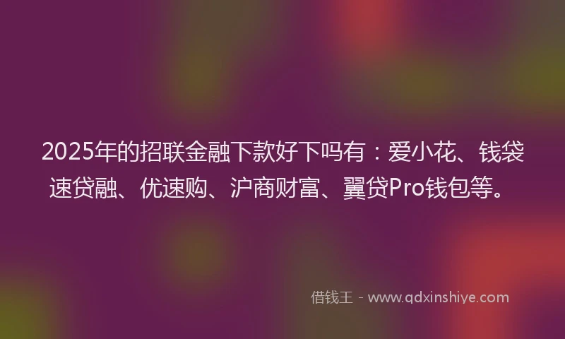 2025年的招联金融下款好下吗有：爱小花、钱袋速贷融、优速购、沪商财富、翼贷Pro钱包等。