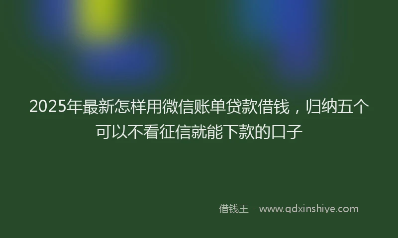2025年最新怎样用微信账单贷款借钱，归纳五个可以不看征信就能下款的口子