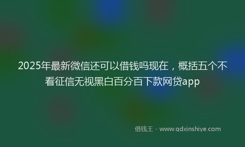 2025年最新微信还可以借钱吗现在，概括五个不看征信无视黑白百分百下款网贷app