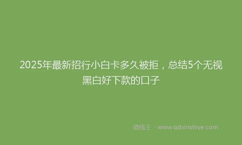 2025年最新招行小白卡多久被拒，总结5个无视黑白好下款的口子