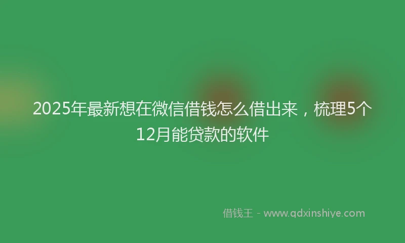 2025年最新想在微信借钱怎么借出来，梳理5个12月能贷款的软件
