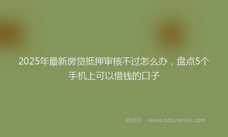 2025年最新房贷抵押审核不过怎么办，盘点5个手机上可以借钱的口子