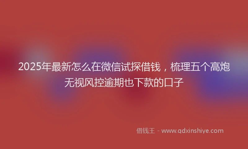 2025年最新怎么在微信试探借钱，梳理五个高炮无视风控逾期也下款的口子