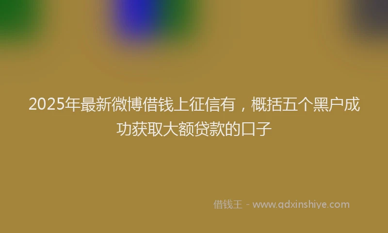 2025年最新微博借钱上征信有，概括五个黑户成功获取大额贷款的口子