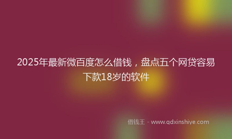 2025年最新微百度怎么借钱，盘点五个网贷容易下款18岁的软件