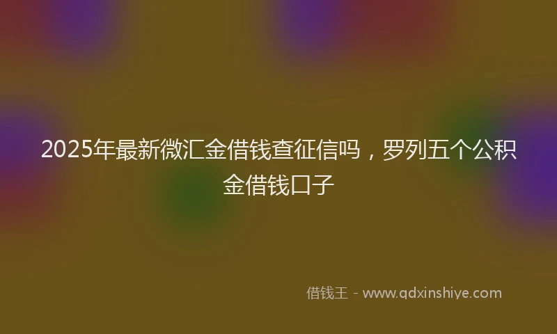 2025年最新微汇金借钱查征信吗，罗列五个公积金借钱口子