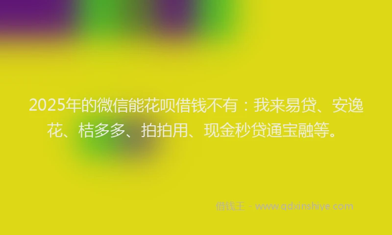 2025年的微信能花呗借钱不有：我来易贷、安逸花、桔多多、拍拍用、现金秒贷通宝融等。