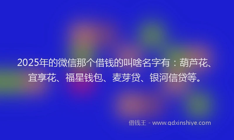 2025年的微信那个借钱的叫啥名字有：葫芦花、宜享花、福星钱包、麦芽贷、银河信贷等。