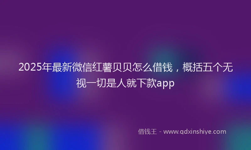 2025年最新微信红薯贝贝怎么借钱，概括五个无视一切是人就下款app