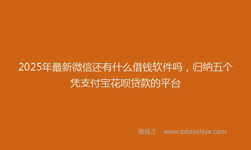 2025年最新微信还有什么借钱软件吗，归纳五个凭支付宝花呗贷款的平台