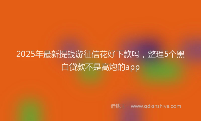 2025年最新提钱游征信花好下款吗，整理5个黑白贷款不是高炮的app