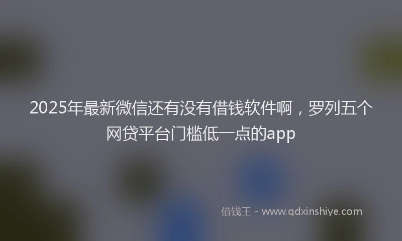 2025年最新微信还有没有借钱软件啊，罗列五个网贷平台门槛低一点的app