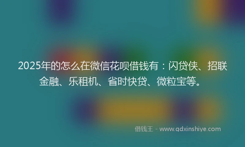 2025年的怎么在微信花呗借钱有：闪贷侠、招联金融、乐租机、省时快贷、微粒宝等。