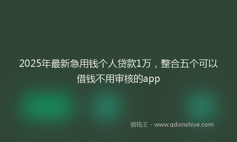 2025年最新急用钱个人贷款1万，整合五个可以借钱不用审核的app