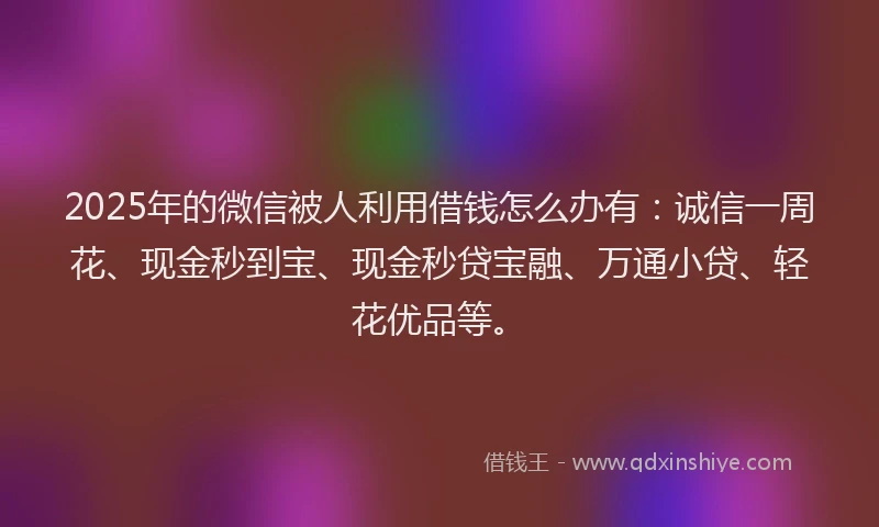 2025年的微信被人利用借钱怎么办有：诚信一周花、现金秒到宝、现金秒贷宝融、万通小贷、轻花优品等。
