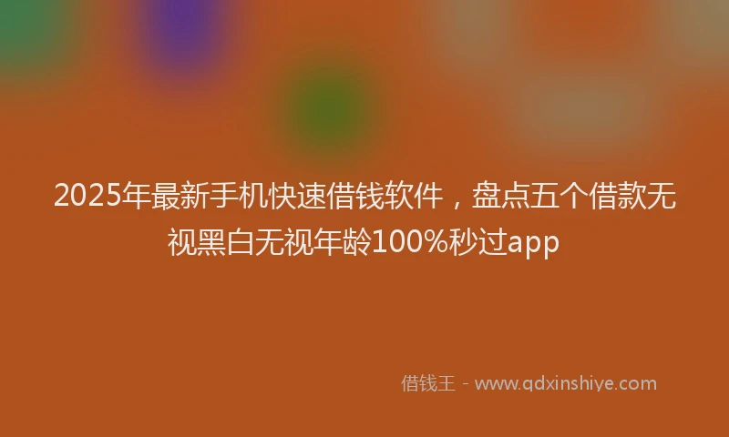 2025年最新手机快速借钱软件，盘点五个借款无视黑白无视年龄100%秒过app