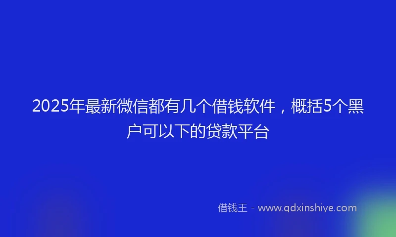 2025年最新微信都有几个借钱软件，概括5个黑户可以下的贷款平台