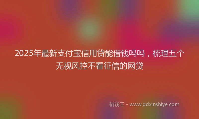 2025年最新支付宝信用贷能借钱吗吗，梳理五个无视风控不看征信的网贷