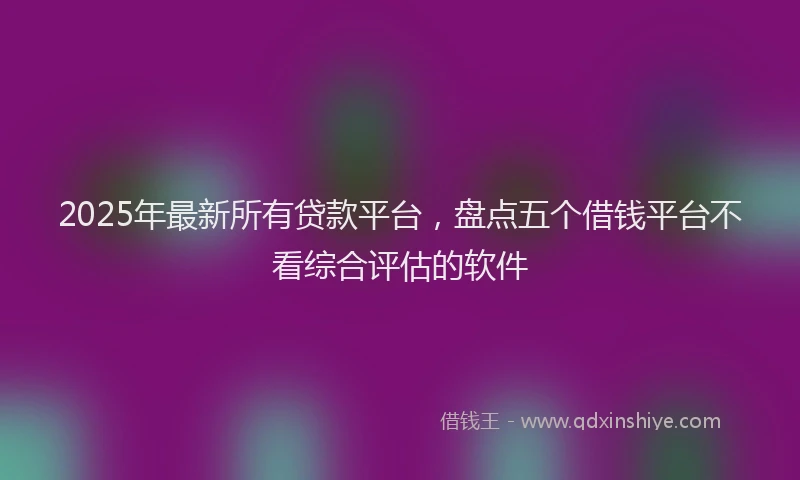 2025年最新所有贷款平台，盘点五个借钱平台不看综合评估的软件