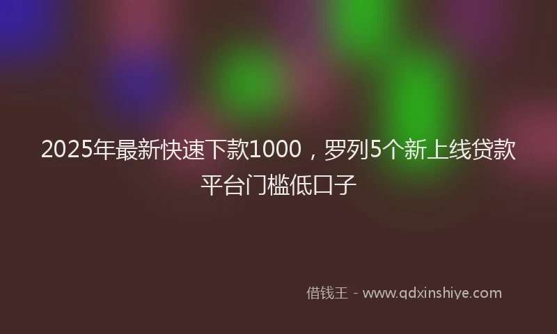 2025年最新快速下款1000，罗列5个新上线贷款平台门槛低口子