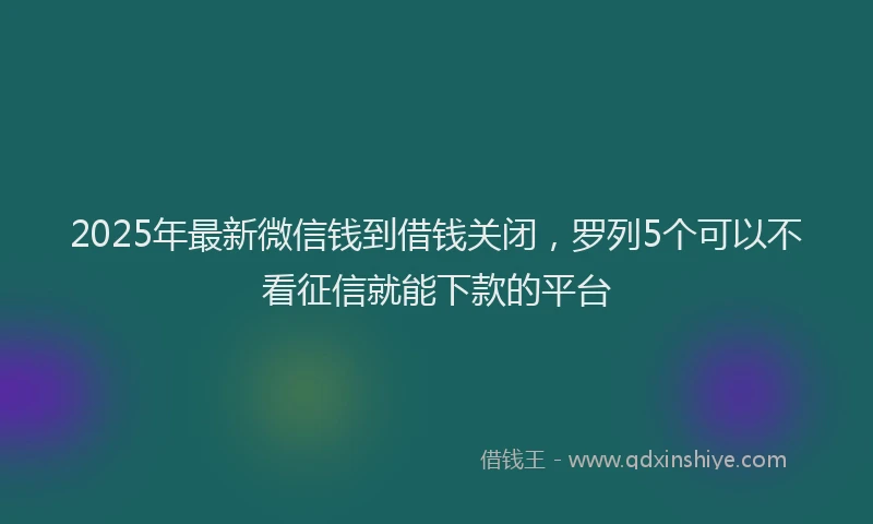2025年最新微信钱到借钱关闭，罗列5个可以不看征信就能下款的平台