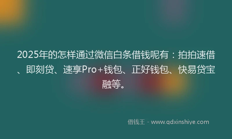 2025年的怎样通过微信白条借钱呢有：拍拍速借、即刻贷、速享Pro+钱包、正好钱包、快易贷宝融等。