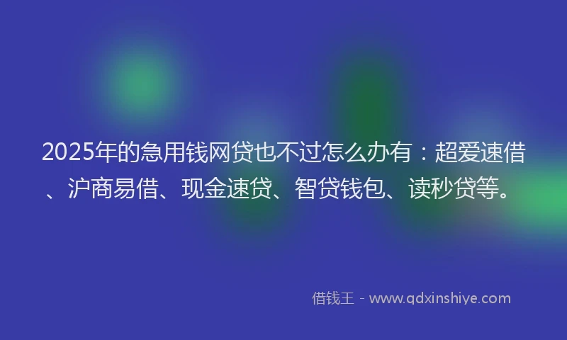 2025年的急用钱网贷也不过怎么办有：超爱速借、沪商易借、现金速贷、智贷钱包、读秒贷等。