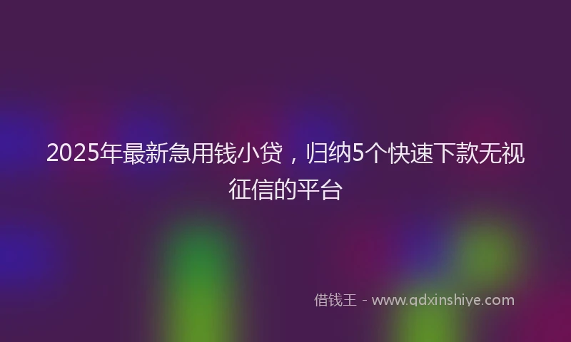 2025年最新急用钱小贷，归纳5个快速下款无视征信的平台