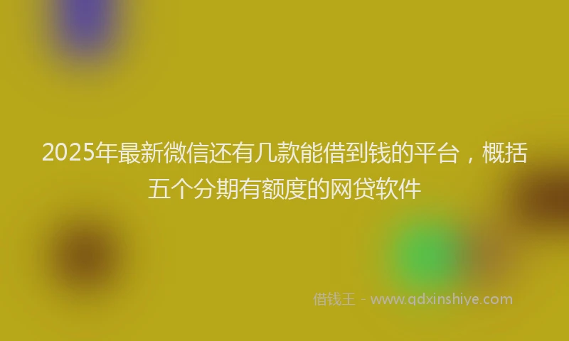 2025年最新微信还有几款能借到钱的平台，概括五个分期有额度的网贷软件