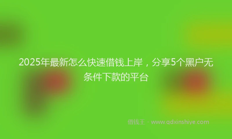 2025年最新怎么快速借钱上岸，分享5个黑户无条件下款的平台