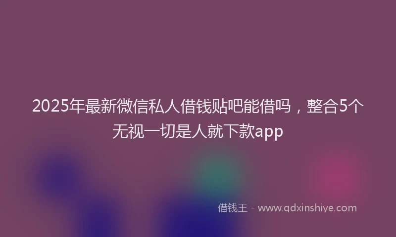 2025年最新微信私人借钱贴吧能借吗，整合5个无视一切是人就下款app