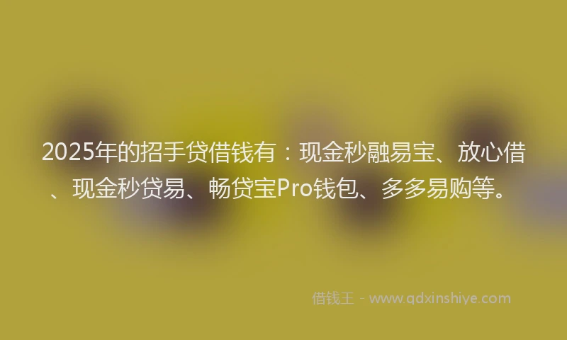 2025年的招手贷借钱有：现金秒融易宝、放心借、现金秒贷易、畅贷宝Pro钱包、多多易购等。
