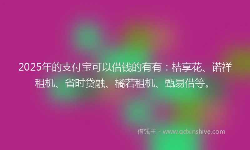 2025年的支付宝可以借钱的有有：桔享花、诺祥租机、省时贷融、橘若租机、甄易借等。