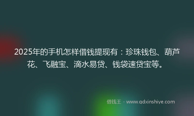 2025年的手机怎样借钱提现有：珍珠钱包、葫芦花、飞融宝、滴水易贷、钱袋速贷宝等。