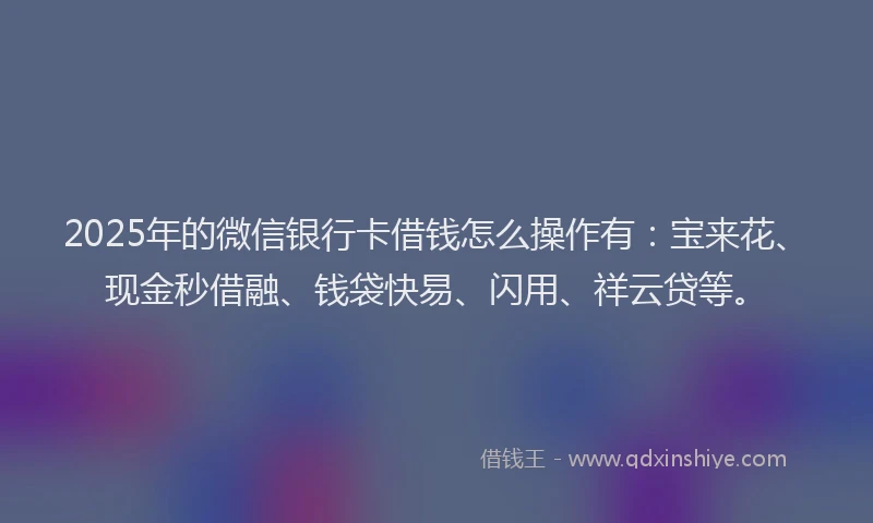 2025年的微信银行卡借钱怎么操作有：宝来花、现金秒借融、钱袋快易、闪用、祥云贷等。