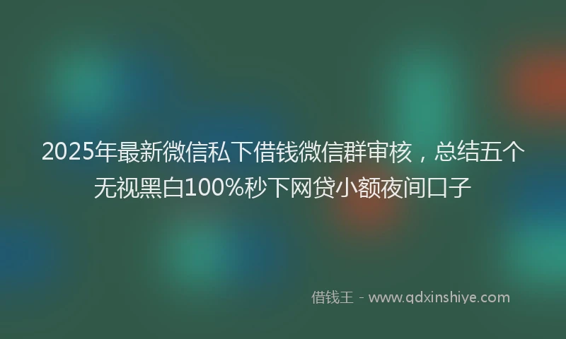 2025年最新微信私下借钱微信群审核，总结五个无视黑白100%秒下网贷小额夜间口子