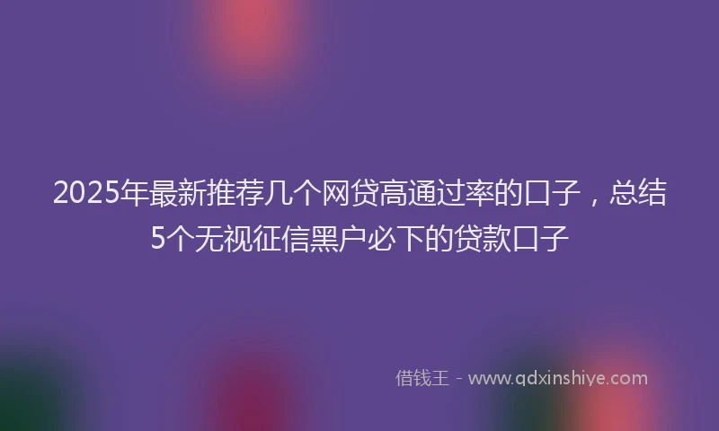 2025年最新推荐几个网贷高通过率的口子，总结5个无视征信黑户必下的贷款口子