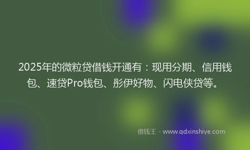 2025年的微粒贷借钱开通有：现用分期、信用钱包、速贷Pro钱包、彤伊好物、闪电侠贷等。
