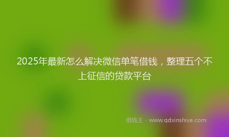 2025年最新怎么解决微信单笔借钱，整理五个不上征信的贷款平台