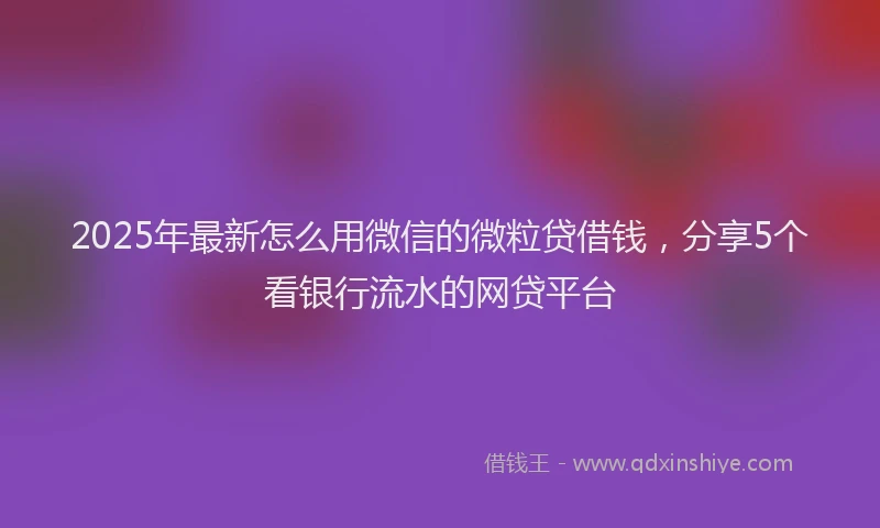 2025年最新怎么用微信的微粒贷借钱，分享5个看银行流水的网贷平台