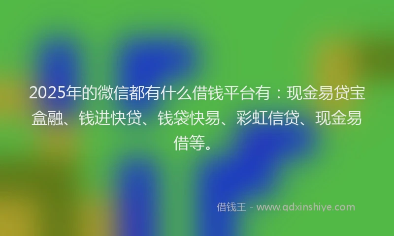 2025年的微信都有什么借钱平台有：现金易贷宝盒融、钱进快贷、钱袋快易、彩虹信贷、现金易借等。