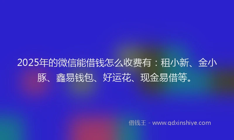2025年的微信能借钱怎么收费有：租小新、金小豚、鑫易钱包、好运花、现金易借等。
