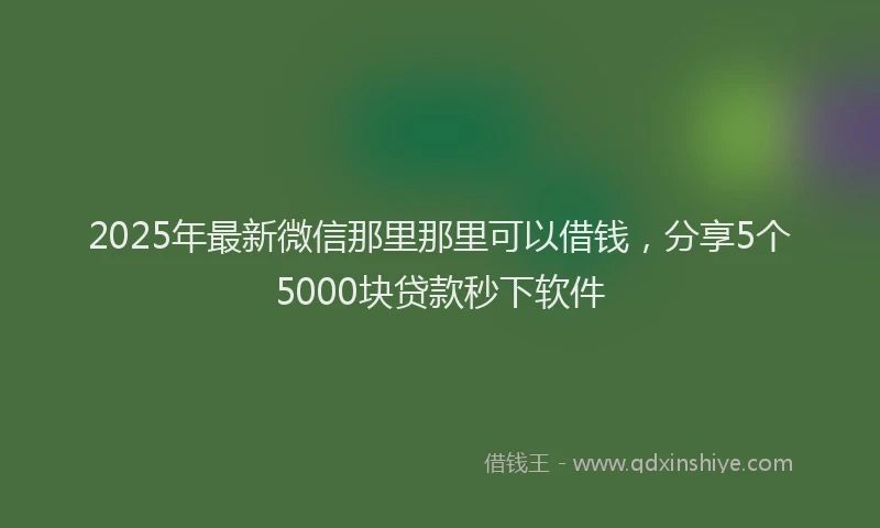 2025年最新微信那里那里可以借钱，分享5个5000块贷款秒下软件