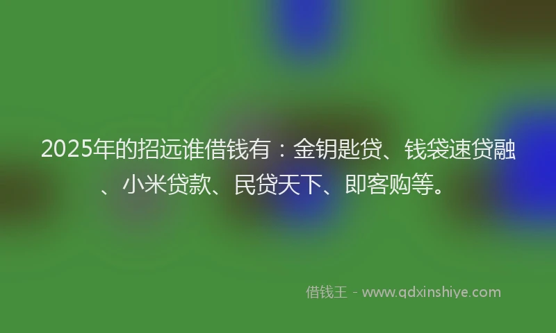 2025年的招远谁借钱有：金钥匙贷、钱袋速贷融、小米贷款、民贷天下、即客购等。