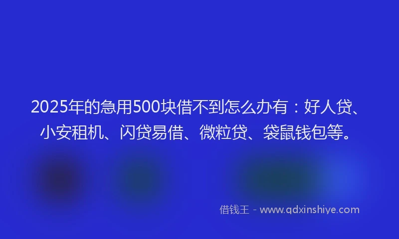 2025年的急用500块借不到怎么办有：好人贷、小安租机、闪贷易借、微粒贷、袋鼠钱包等。